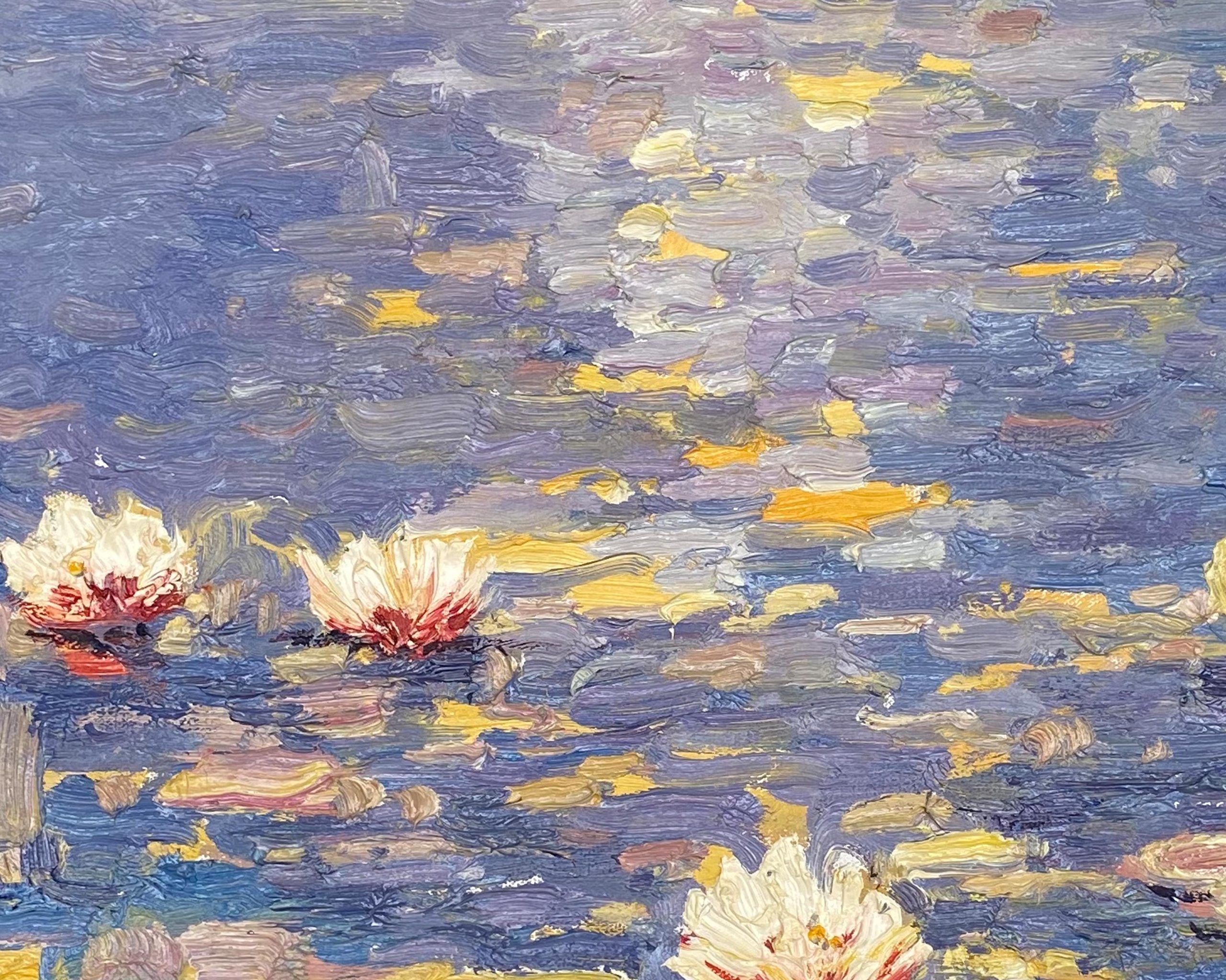 Water Lilies in Blue and Purple, Impressionistic Wall Art #BGA 067 - Image 4