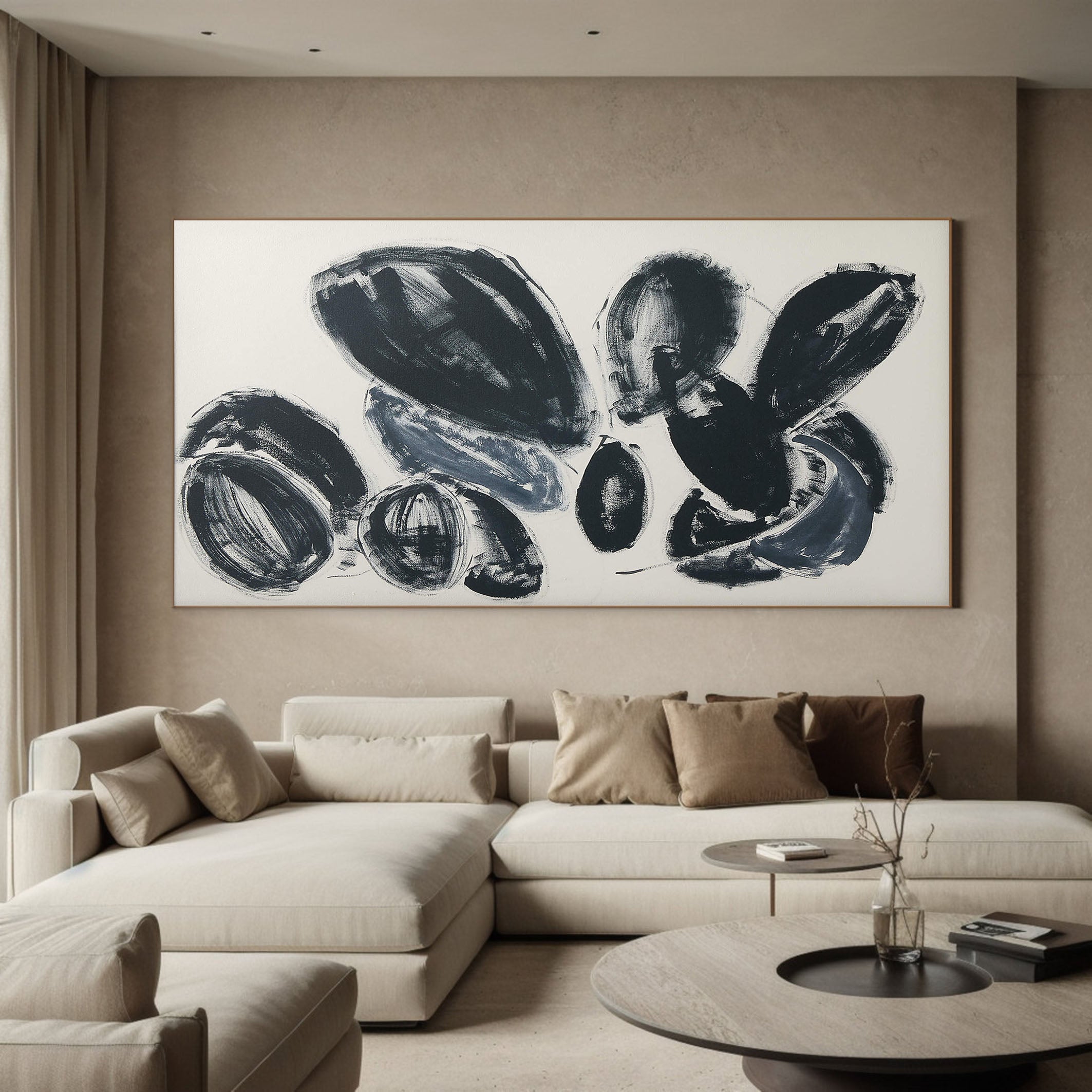 Large Black and Gray Rounded Shapes Abstract, Minimalist Art #BGA 110 - Image 4