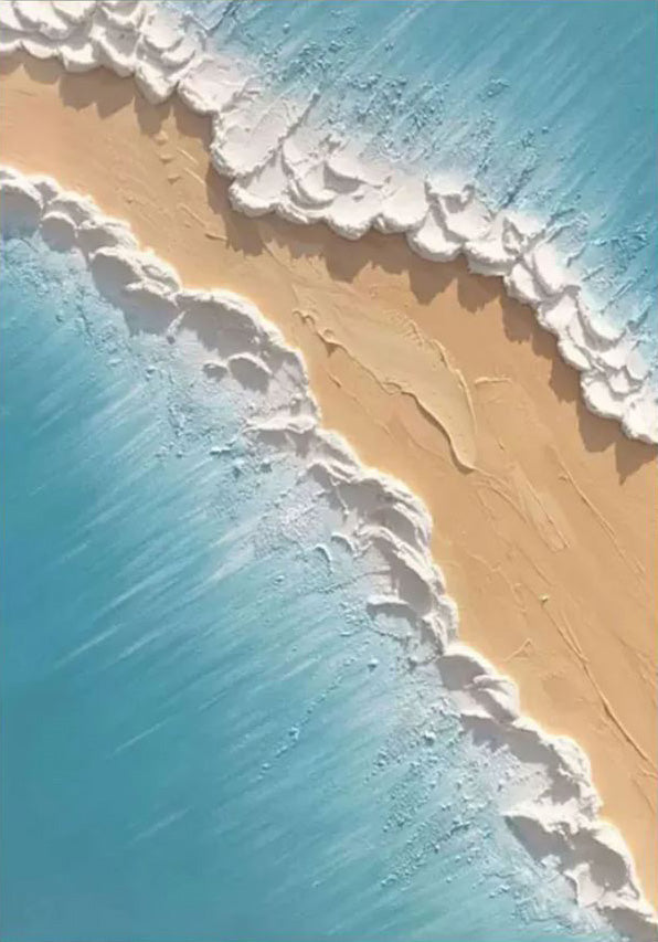 Contemporary Overhead Beach Painting, Tactile Shoreline Art #BGA 246 - Image 3