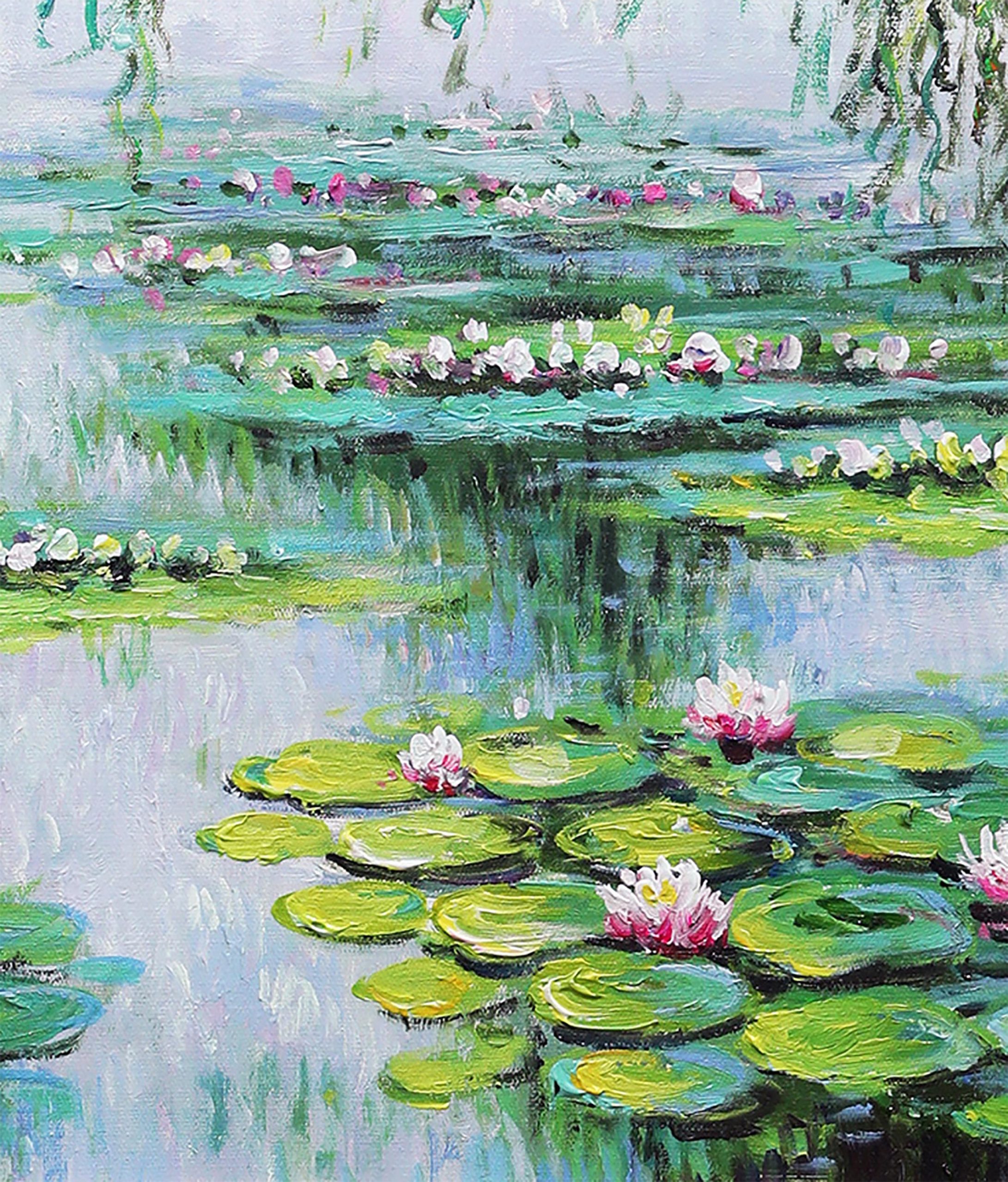 Tranquil Pond with Water Lilies, Impressionistic Wall Art #BGA 061 - Image 4
