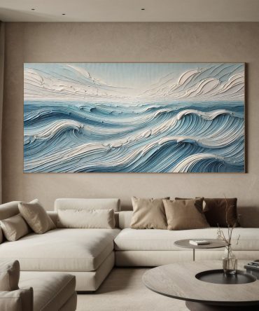 Textured Blue Ocean Waves Wall Art Perfect Coastal Decor for Modern Interiors #OP 053