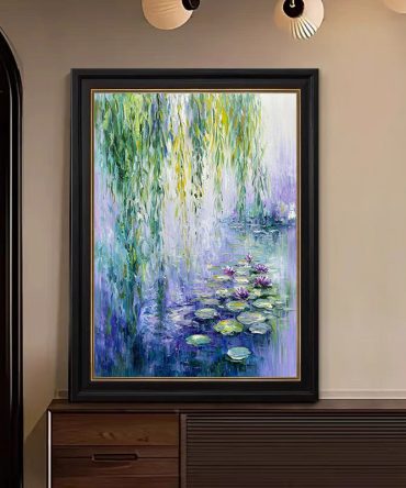Monet's Water Lilies Tribute, Weeping Willow Landscape #BGA 173