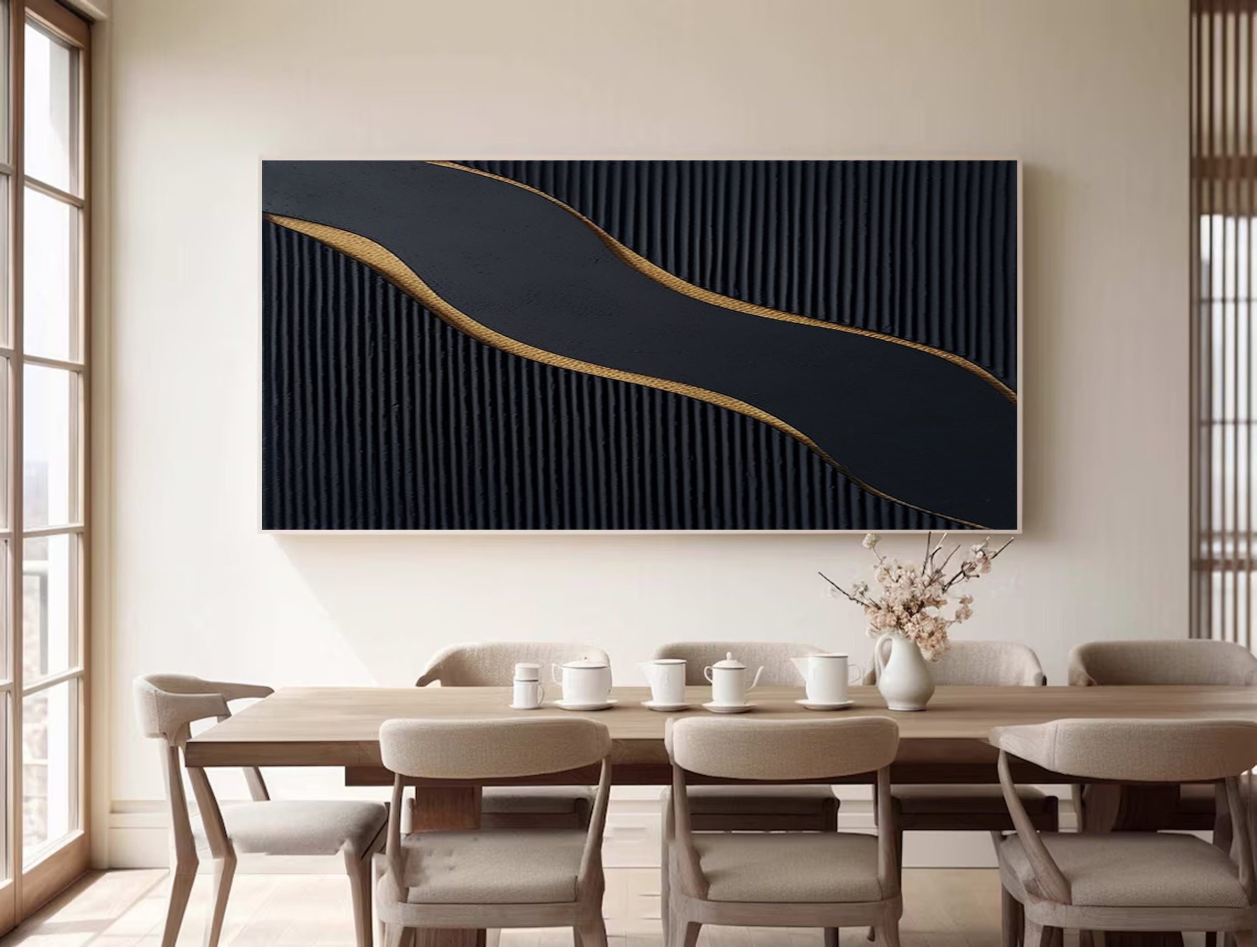 Luxury Black and Gold Abstract Painting on Canvas #BM 087 - Image 8