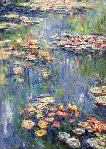 Monet Inspired Water Lilies, Impressionist Canvas #BGA 166 - Image 5