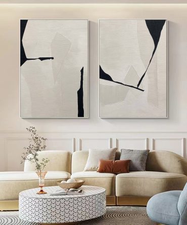 Black & White Minimalist Painting Set Of 2 #BWS 001