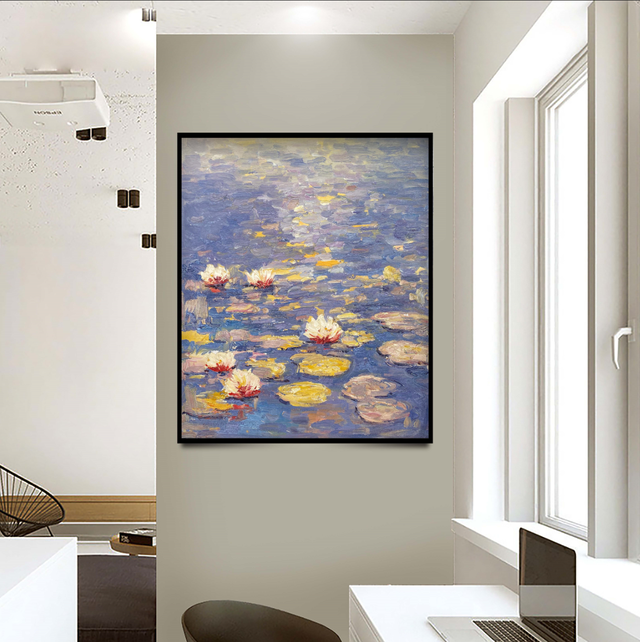 Water Lilies in Blue and Purple, Impressionistic Wall Art #BGA 067 - Image 2