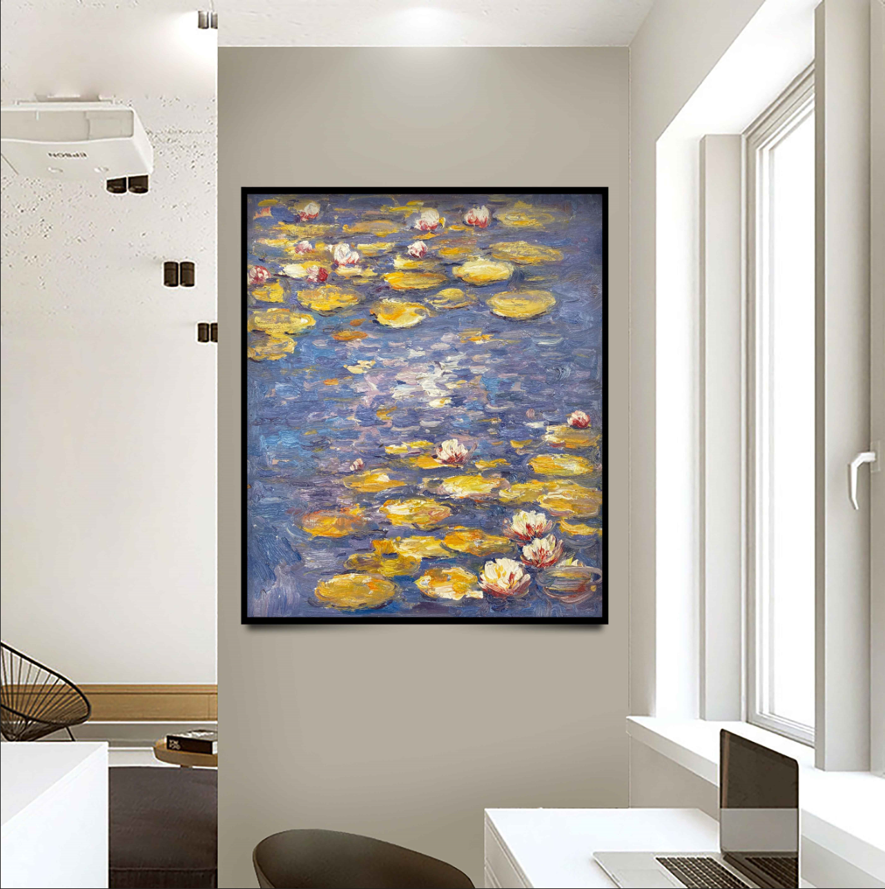 Tranquil Pond with Yellow and White Water Lilies Wall Art #BGA 069 - Image 3