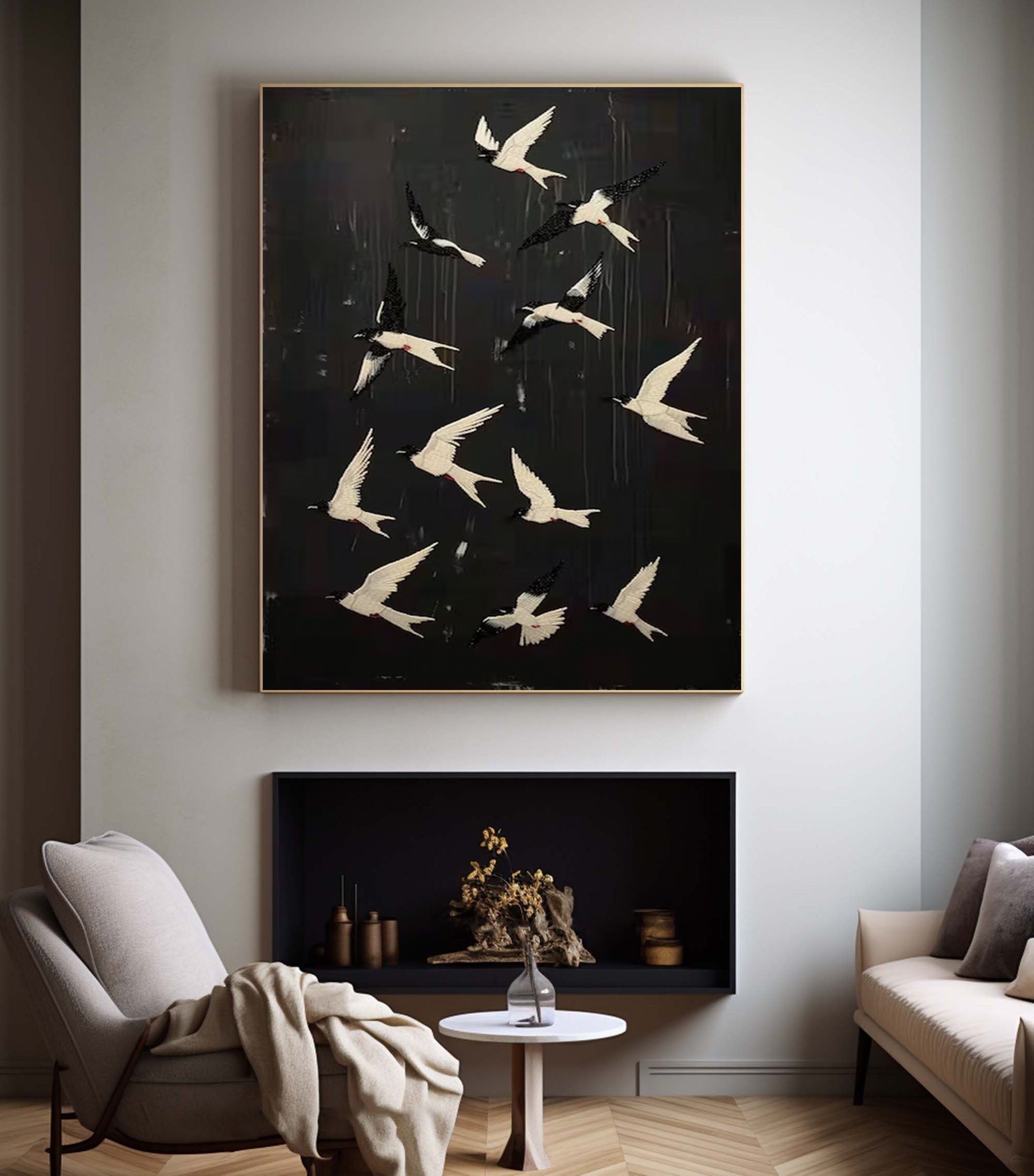 Black and White Birds Painting Modern Art for Urban Interiors #BM 100 - Image 7