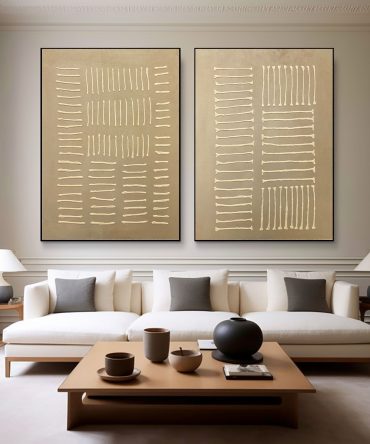 Beige & Brown Minimalist Painting Set Of 2 #BBS 023