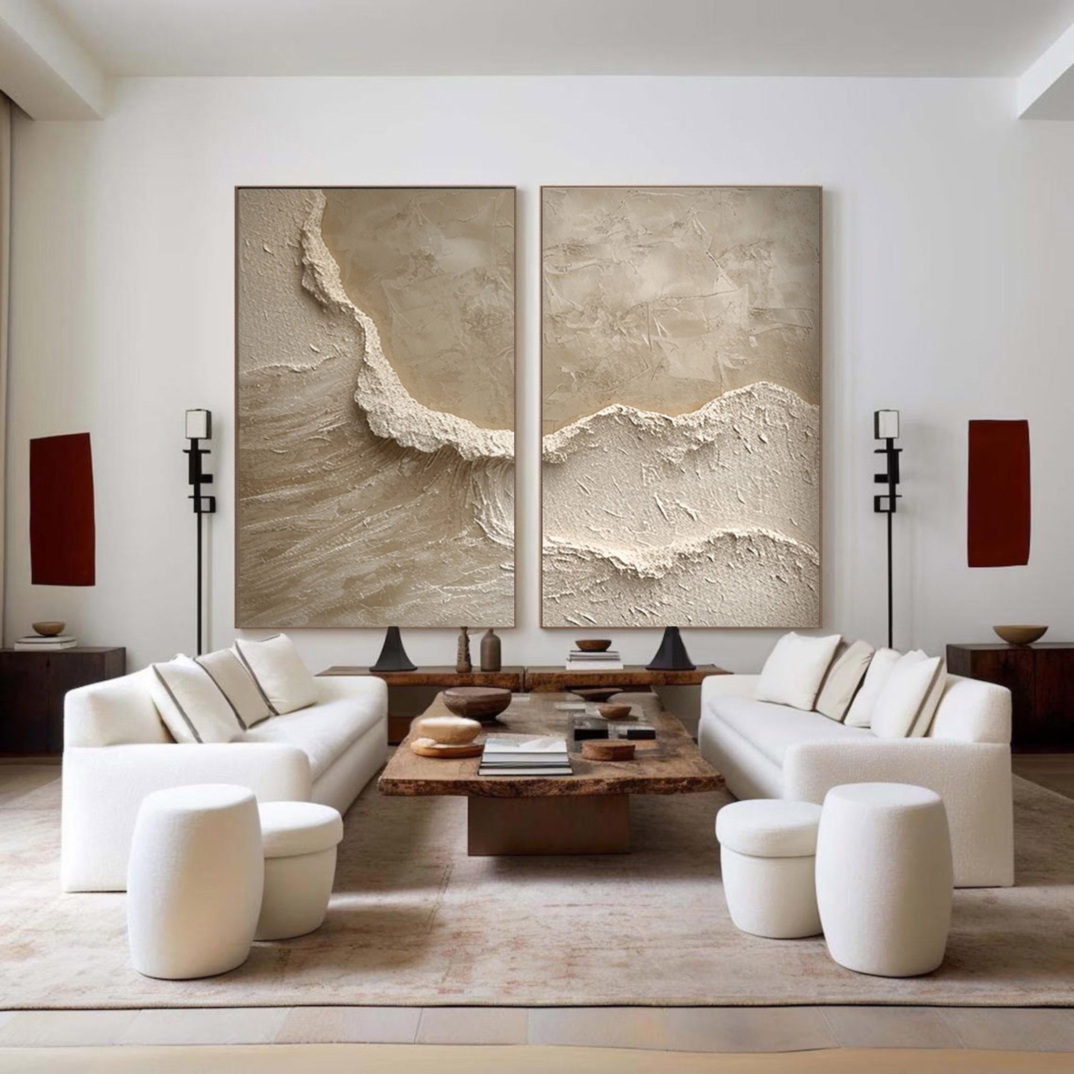 Beige & Brown Minimalist Painting Set Of 2 #BBS 004 - Image 7