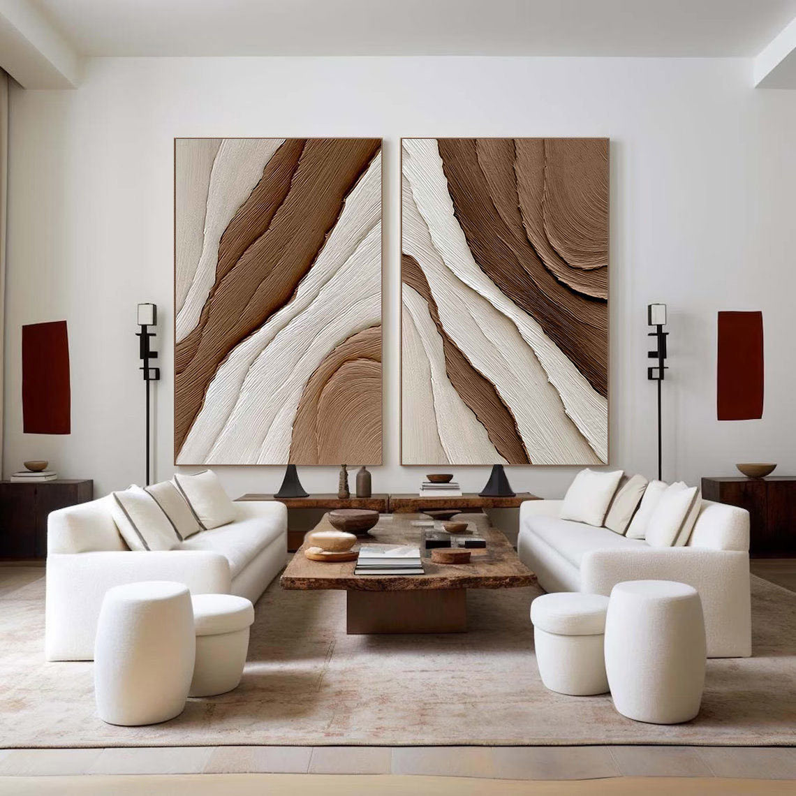 Beige & Brown Minimalist Painting Set Of 2 #BBS 001 - Image 7