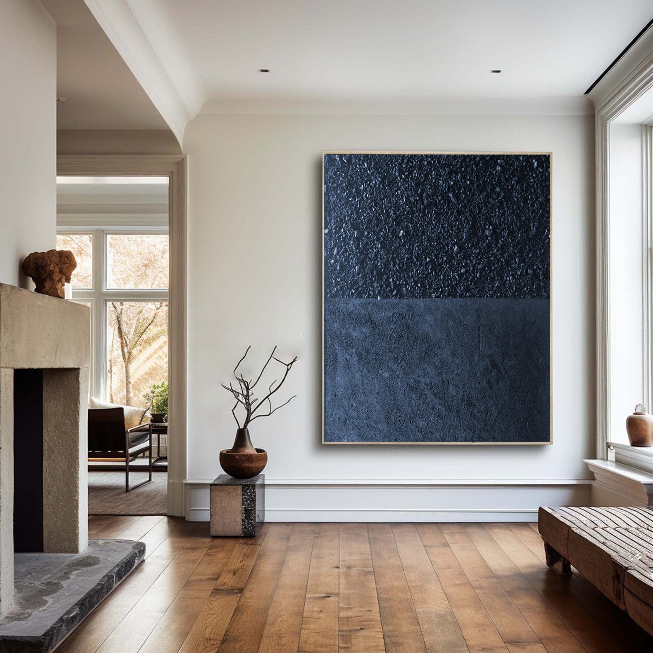 Minimalist Dark Blue Canvas, Textured Abstract Art #BGA 197 - Image 5