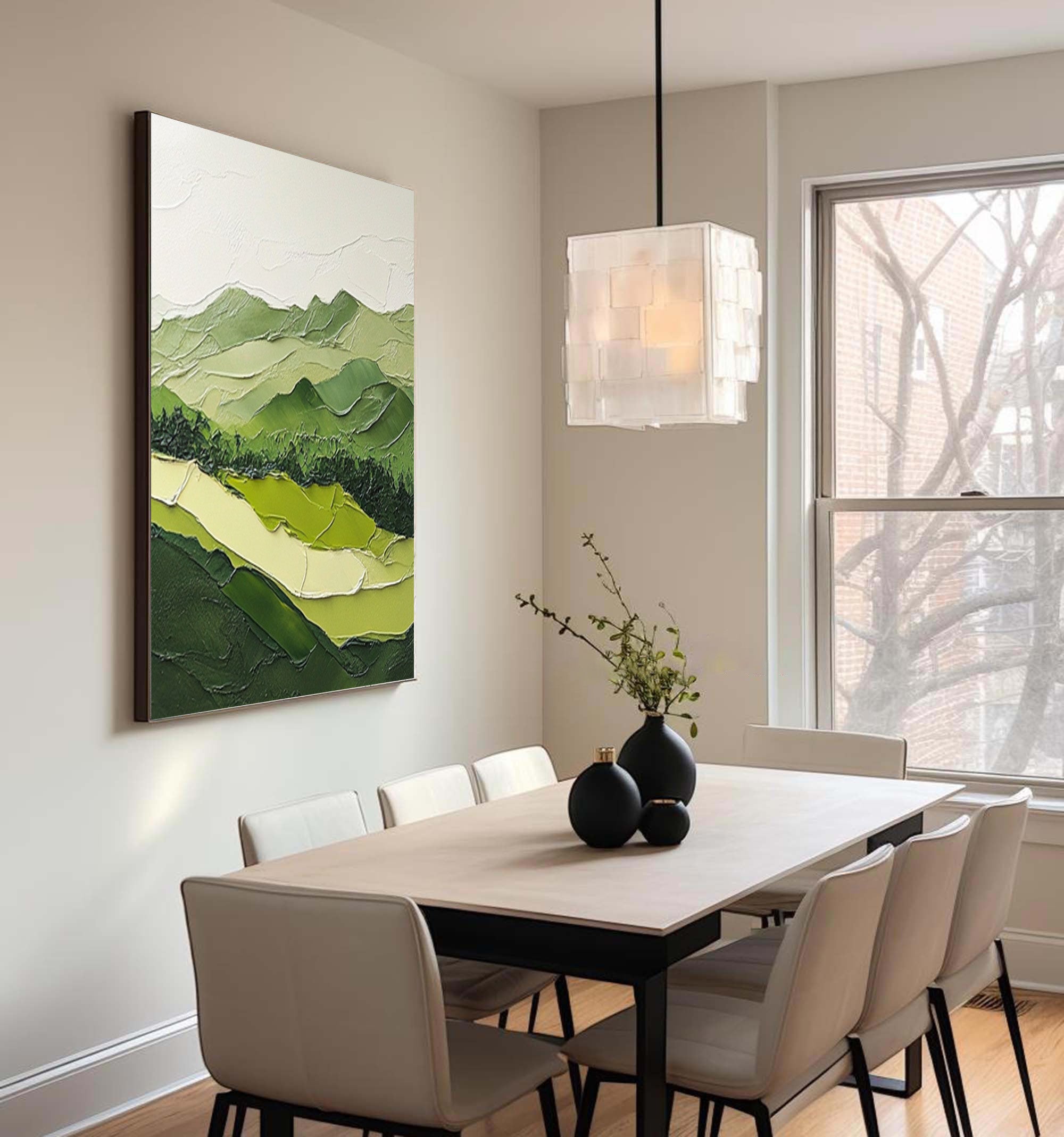 Nature Meets Modern Design Green Mountain Oil Painting for Stylish Interiors #BGM 054 - Image 4