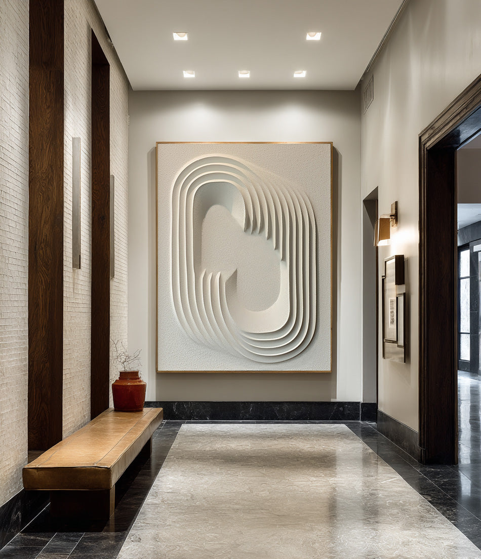 Oversized White Textured Abstract Art for Entryway #WG 086 - Image 8
