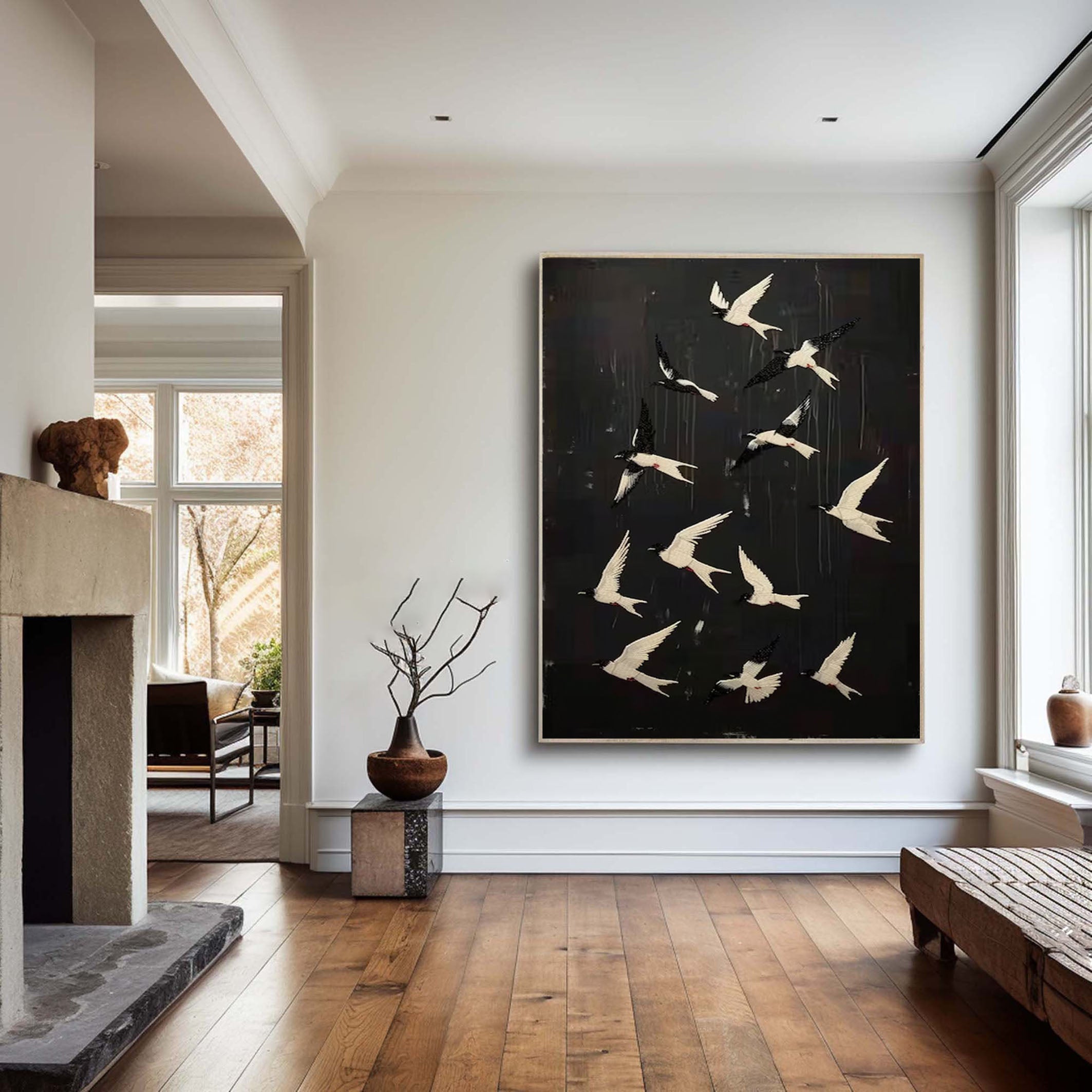 Black and White Birds Painting Modern Art for Urban Interiors #BM 100 - Image 8