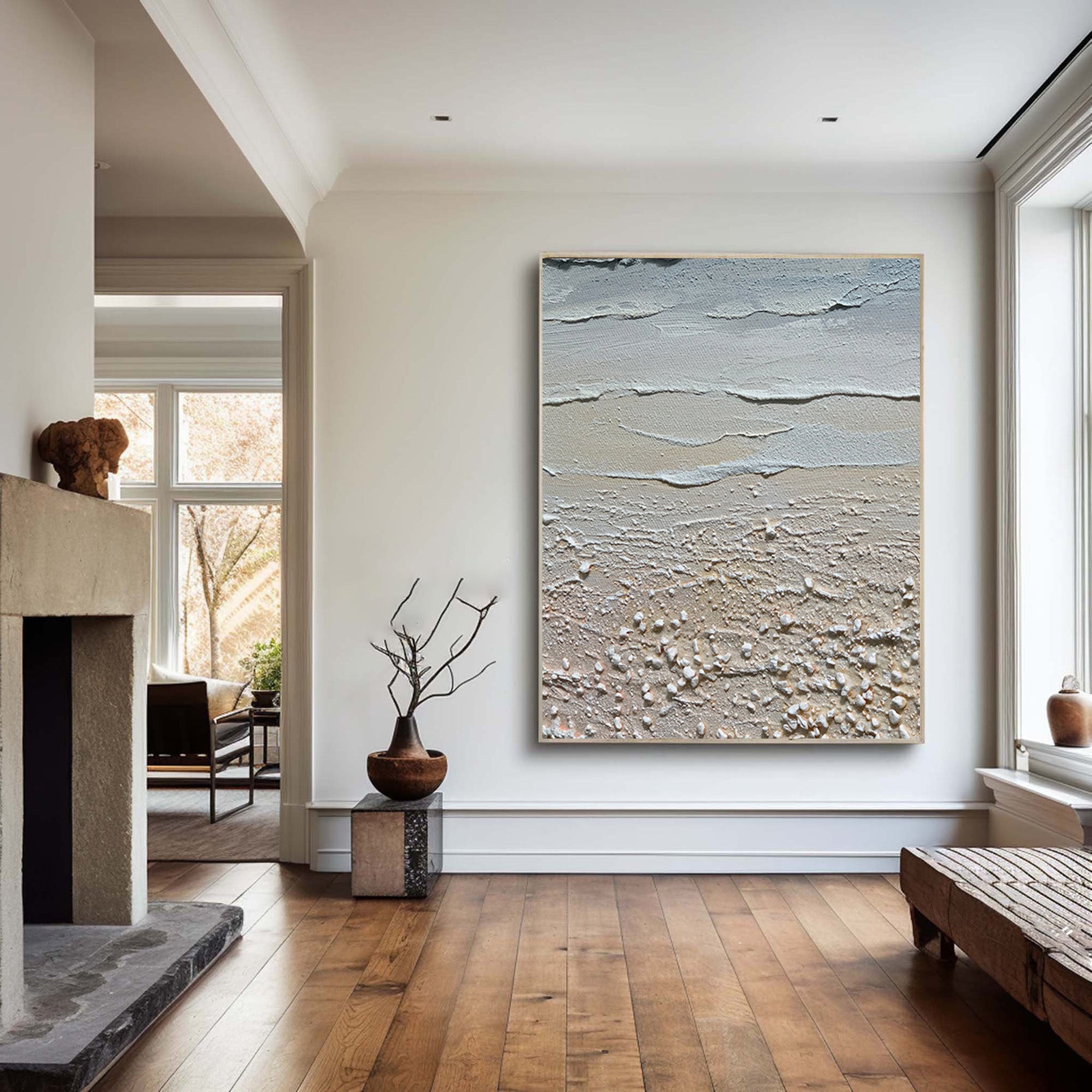 Large Abstract Beach Painting, Tactile Coastal Wall Art #BGA 210 - Image 3
