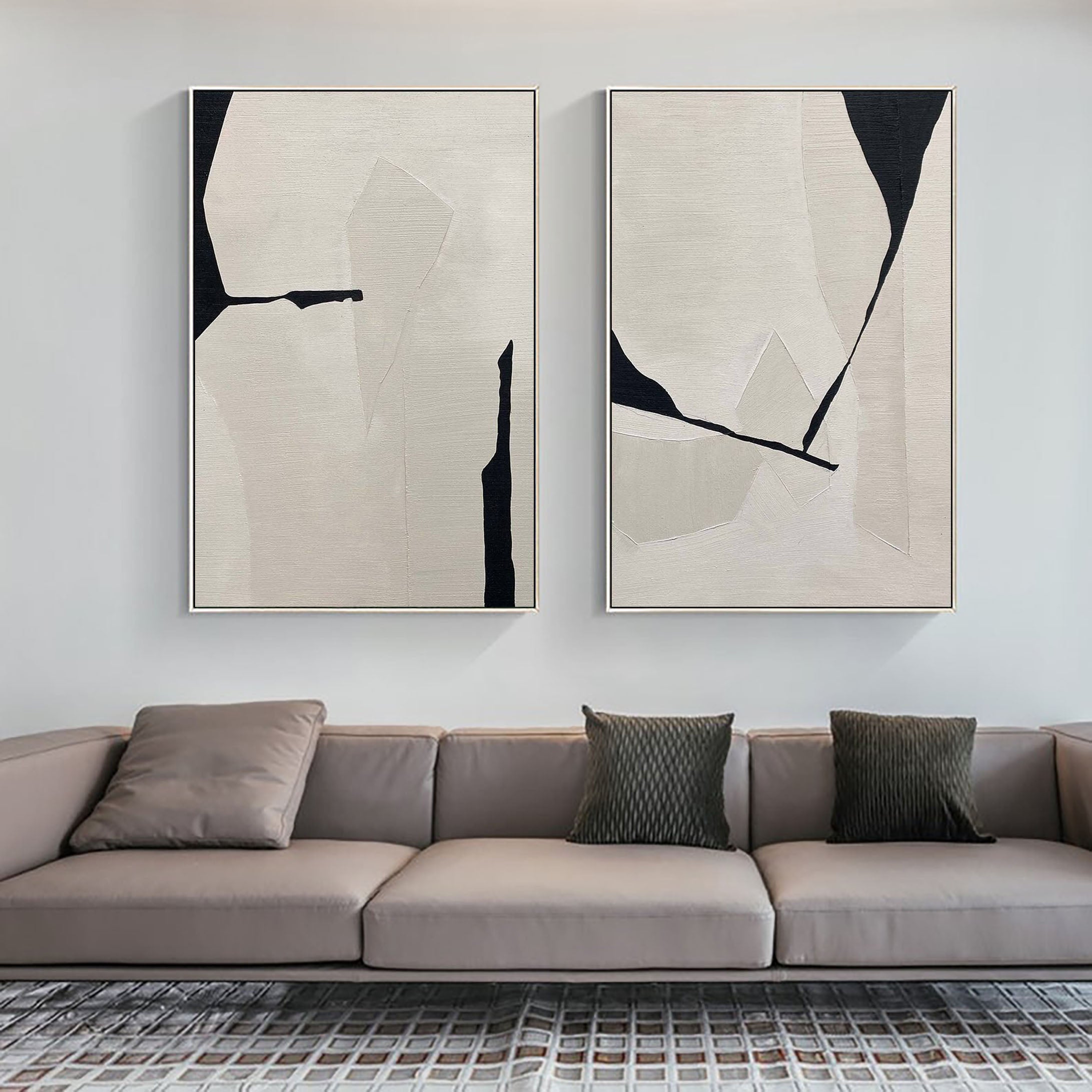 Black & White Minimalist Painting Set Of 2 #BWS 001 - Image 6