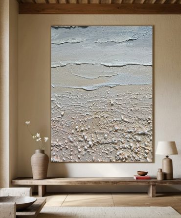Large Abstract Beach Painting, Tactile Coastal Wall Art #BGA 210