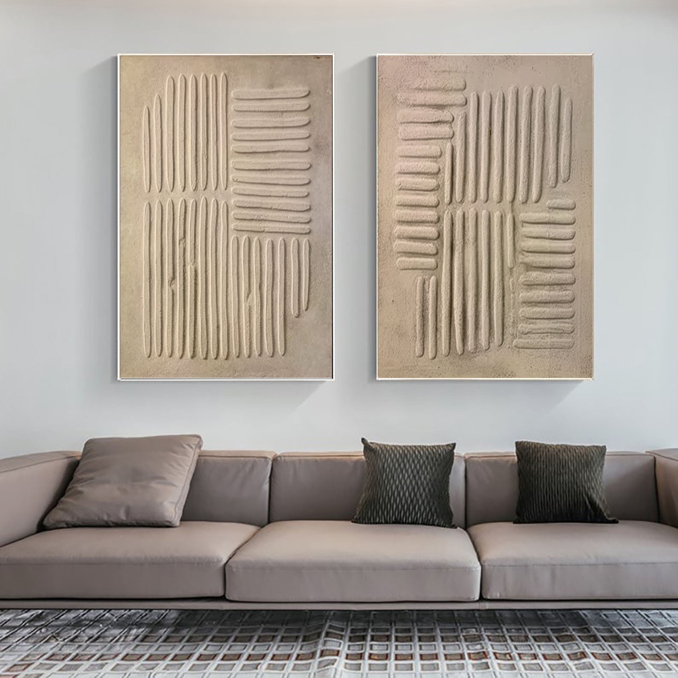Beige & Brown Minimalist Painting Set Of 2 #BBS 022 - Image 3