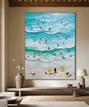 Vibrant Beach Scene Canvas Colorful Coastal Wall Art #CAP 029