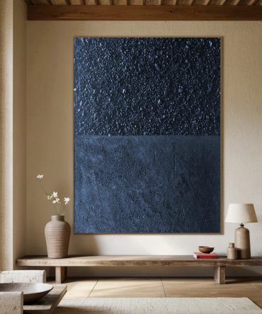 Minimalist Dark Blue Canvas, Textured Abstract Art #BGA 197