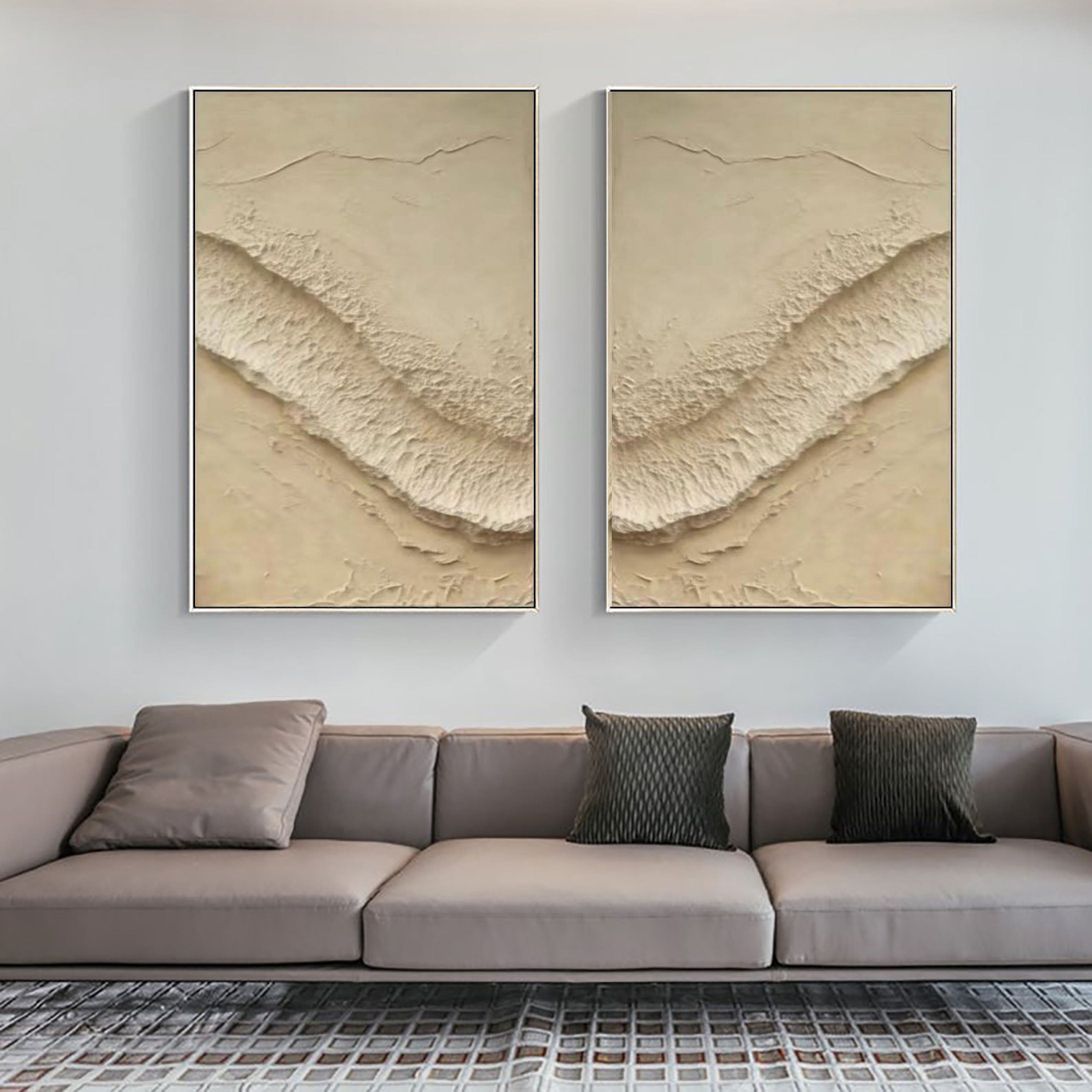 Abstract Beige Texture Wall Art Set #BBS 018 - Image 4