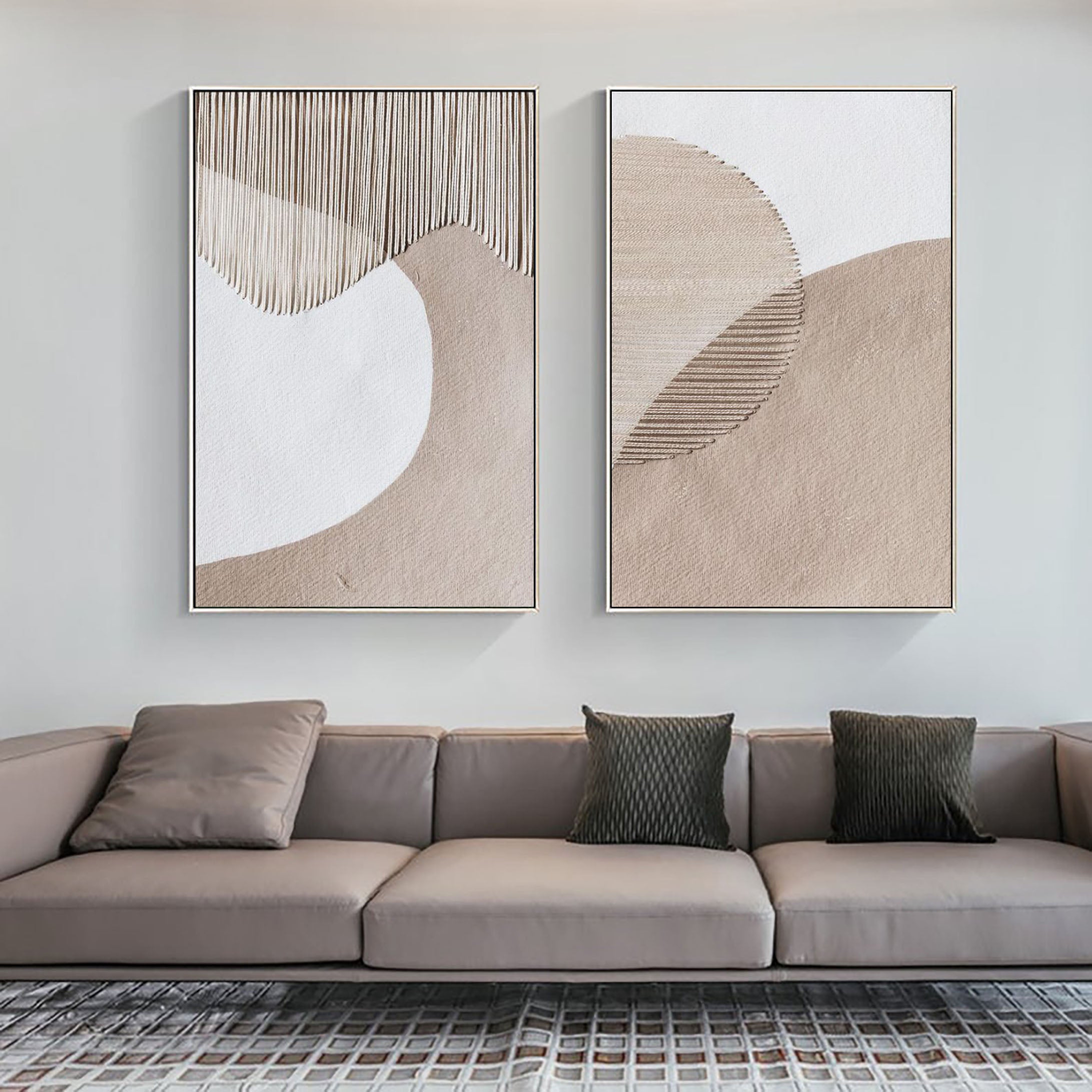 Beige & Brown Minimalist Painting Set Of 2 #BBS 012 - Image 6