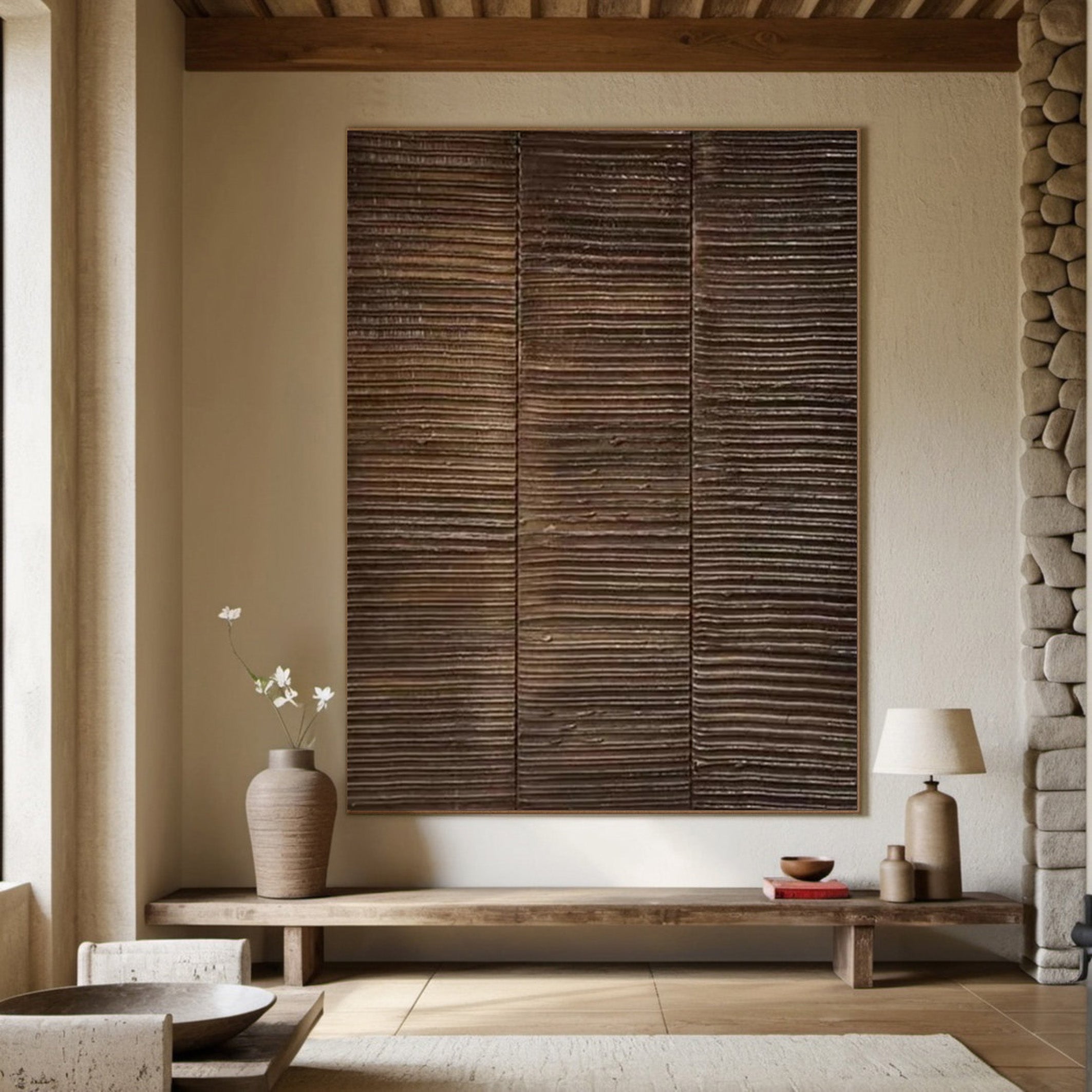 Organic Texture Canvas, Natural Wood Design Wall Art #BGA 200