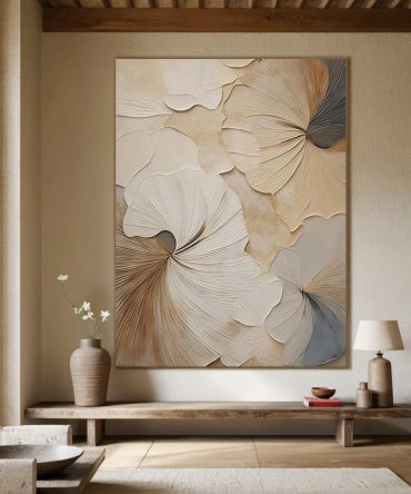 Neutral Bloom: Minimalist Floral Canvas, Elegant Beige Palette #BGA 205