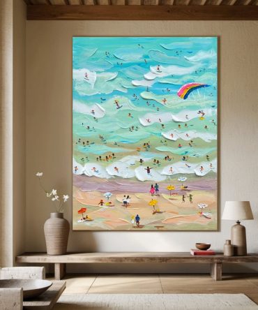 Vibrant Beach Scene Canvas Colorful Coastal Wall Art #CAP 030