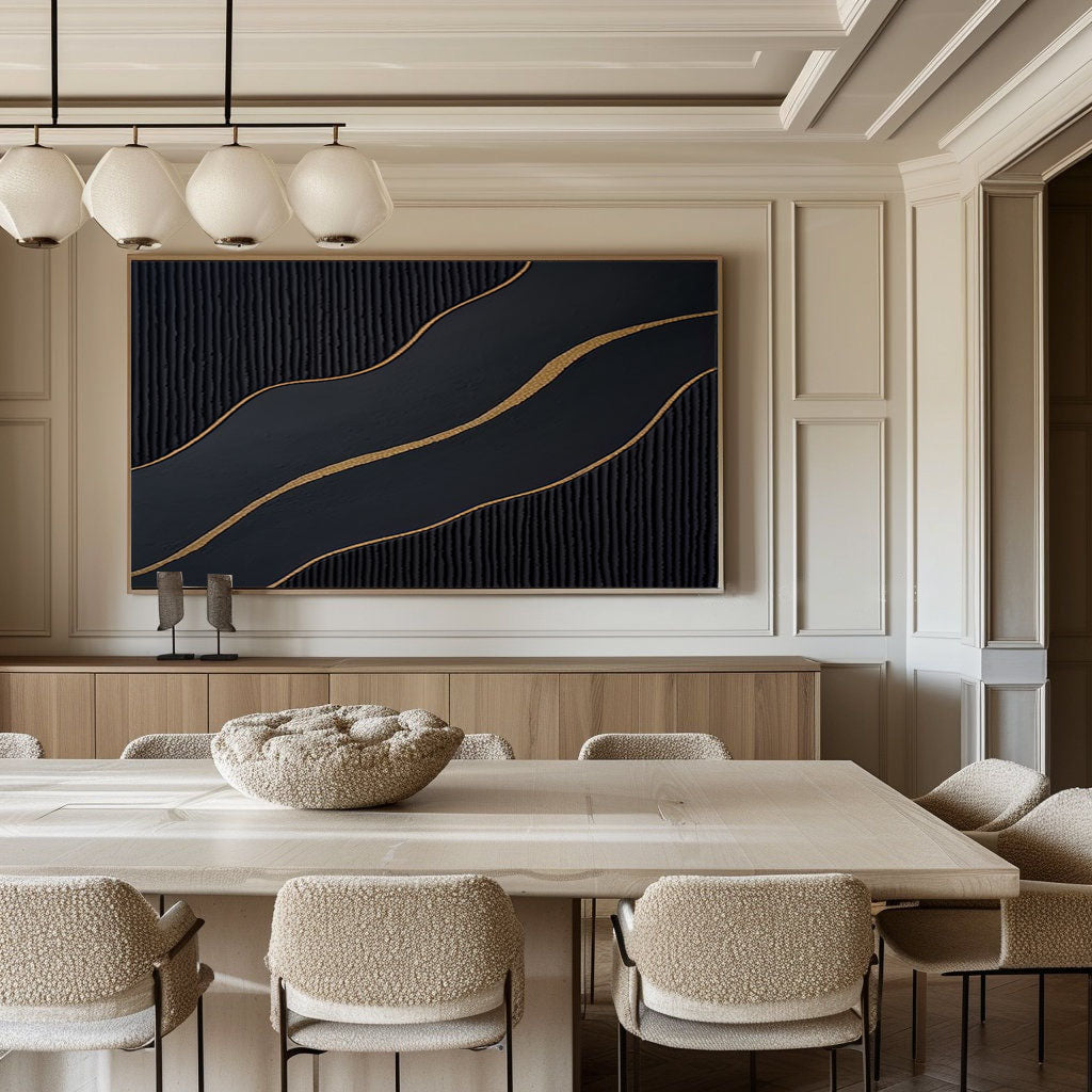 Luxury Black and Gold Abstract Painting on Canvas #BM 089 - Image 8