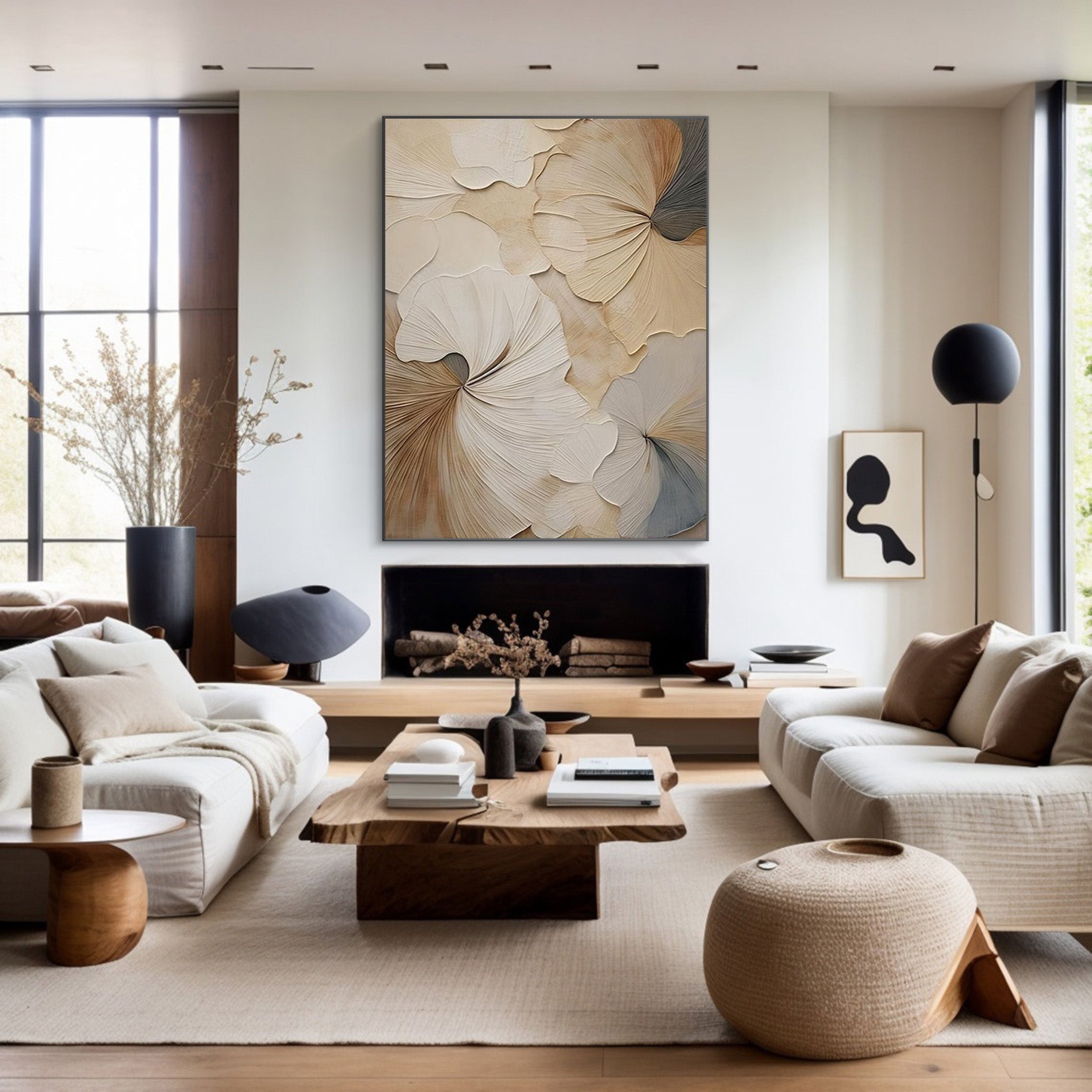 Neutral Bloom: Minimalist Floral Canvas, Elegant Beige Palette #BGA 205 - Image 5