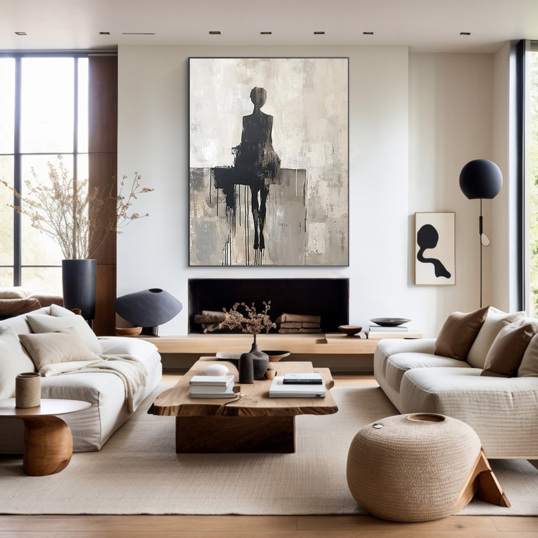 Abstract Figure Canvas, Textured Monochrome Wall Art #BGA 206 - Image 5