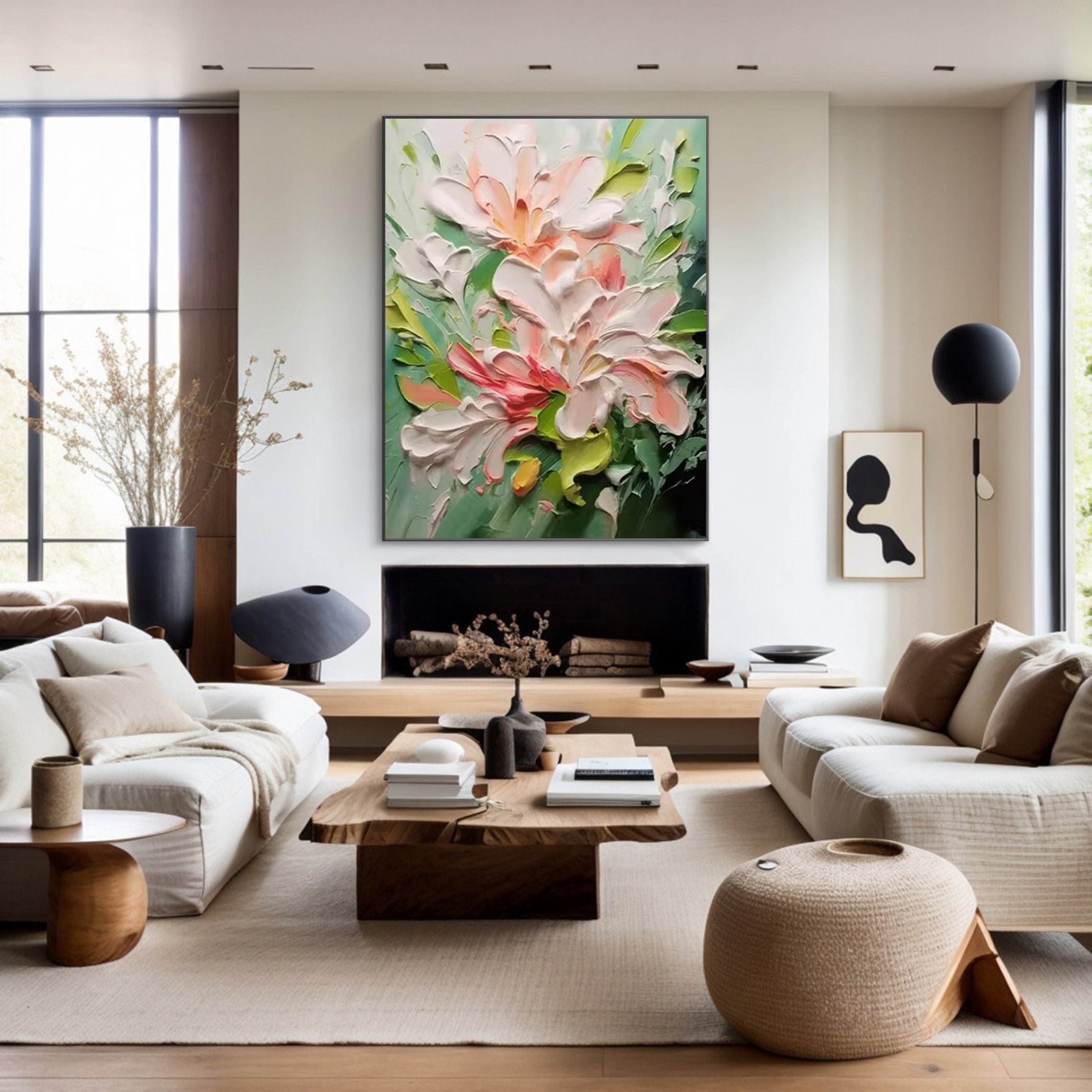 Floral Dimension: 3D Flower Art, White Pink Green Palette #BGA 204 - Image 5