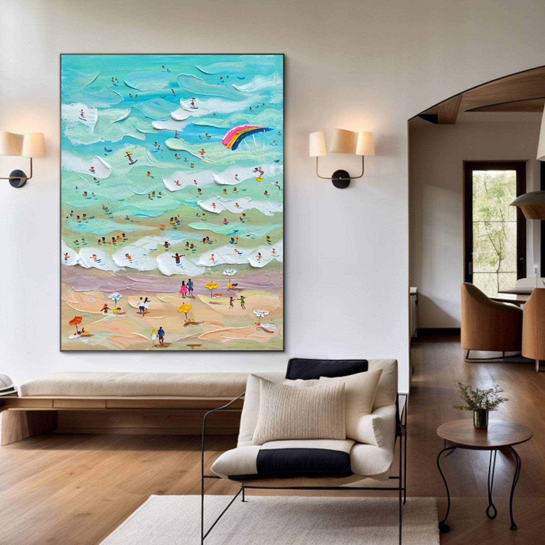 Vibrant Beach Scene Canvas Colorful Coastal Wall Art #CAP 030 - Image 9