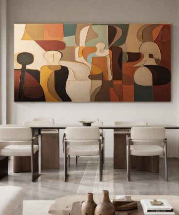 Constructed Figures: Cubist Tribute Painting, Modern Wall Art #BGA 220
