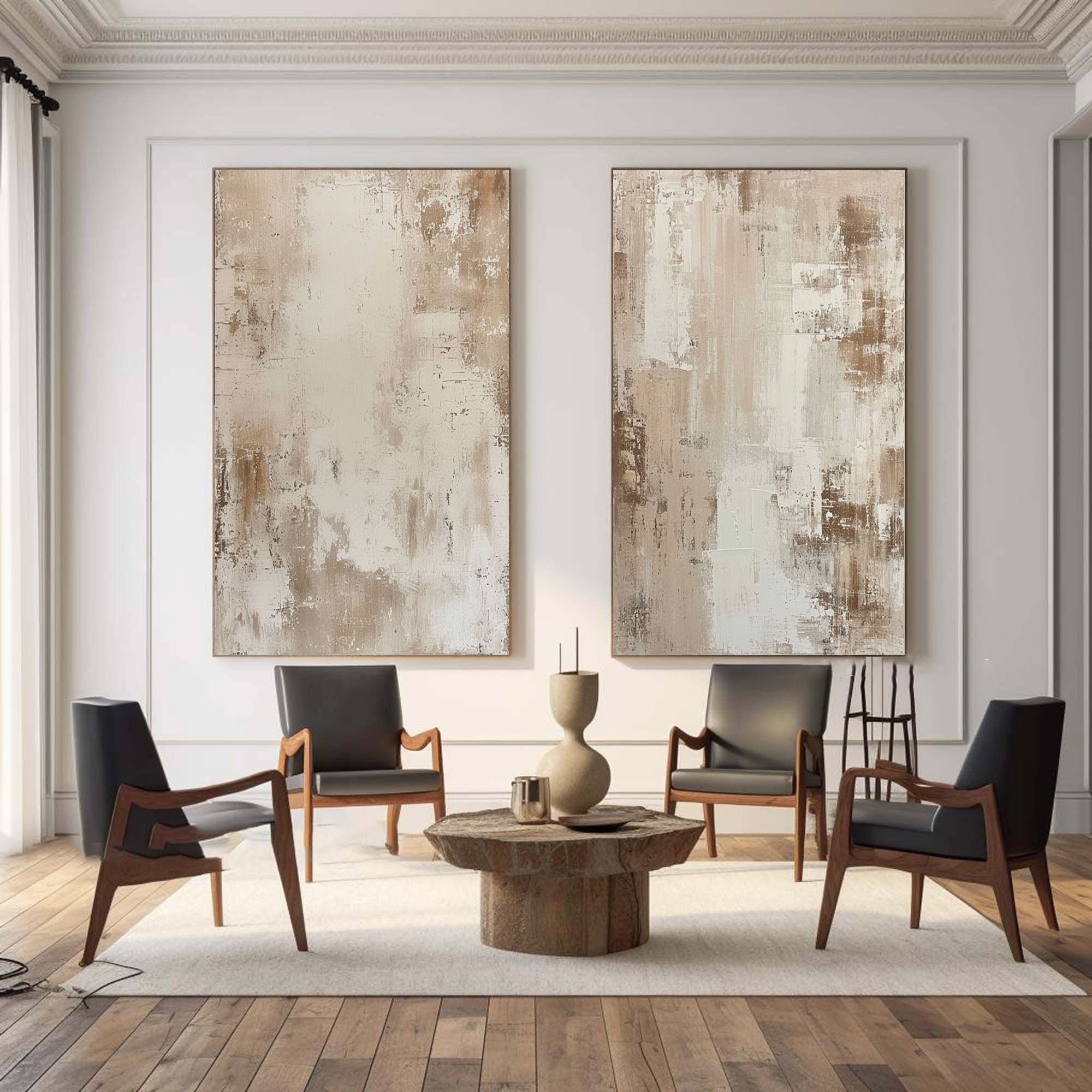 Beige & Brown Minimalist Painting Set Of 2 #BBS 007 - Image 4