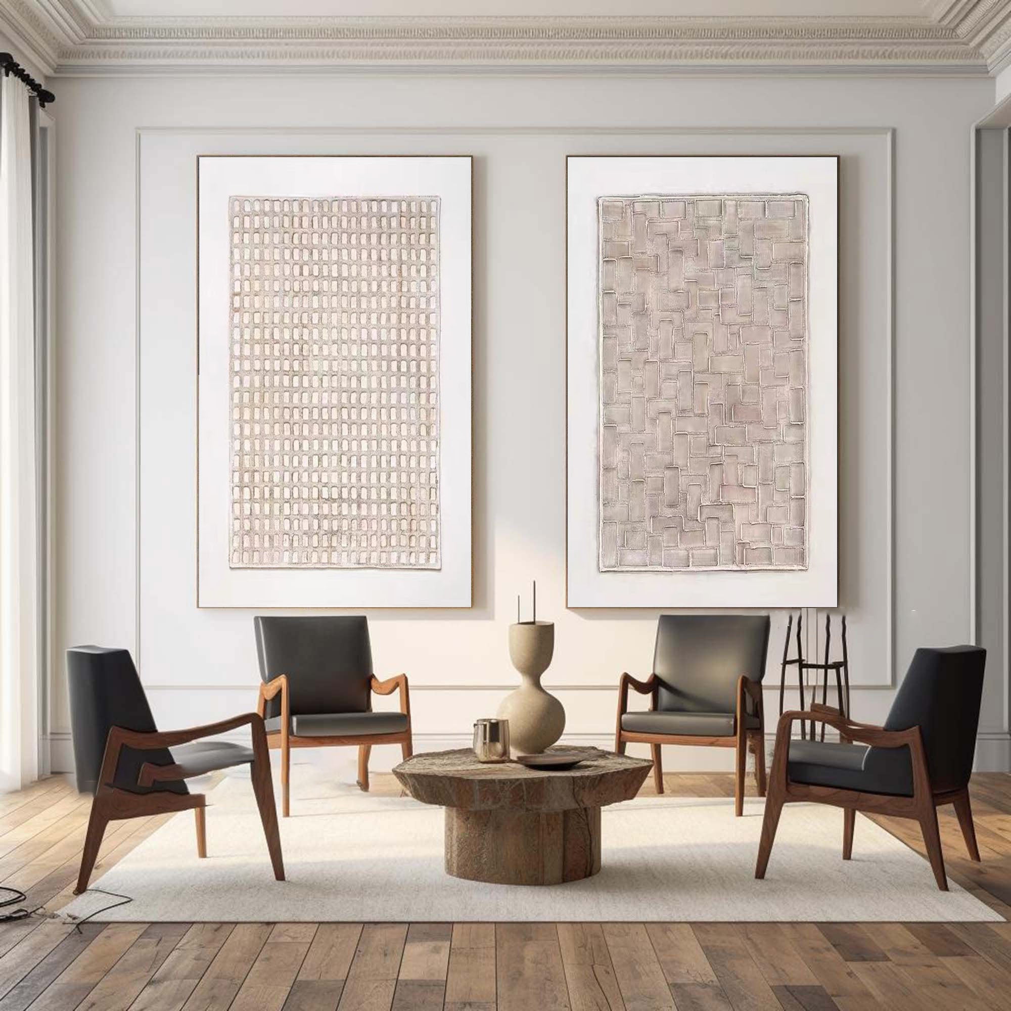 Beige & Brown Minimalist Painting Set Of 2 #BBS 010 - Image 7