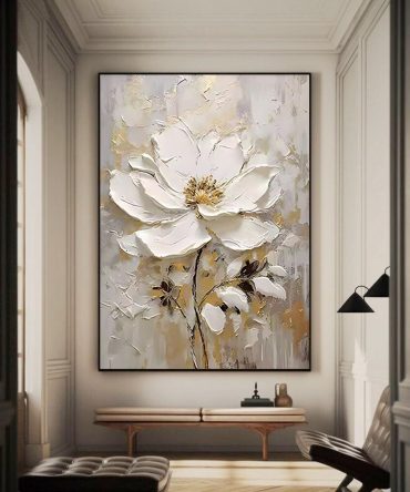 Inspirational Bloom: 3D Flower Art, Large Canvas Statement #BGA 207