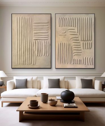 Beige & Brown Minimalist Painting Set Of 2 #BBS 021