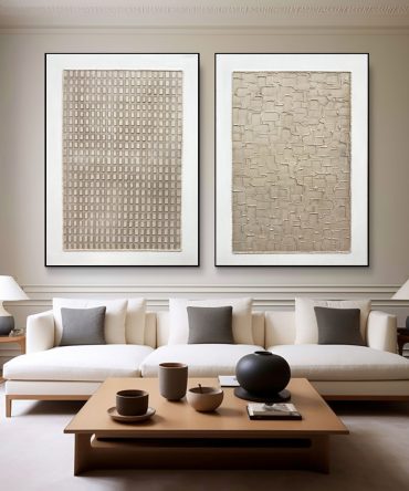 Beige & Brown Minimalist Painting Set Of 2 #BBS 024