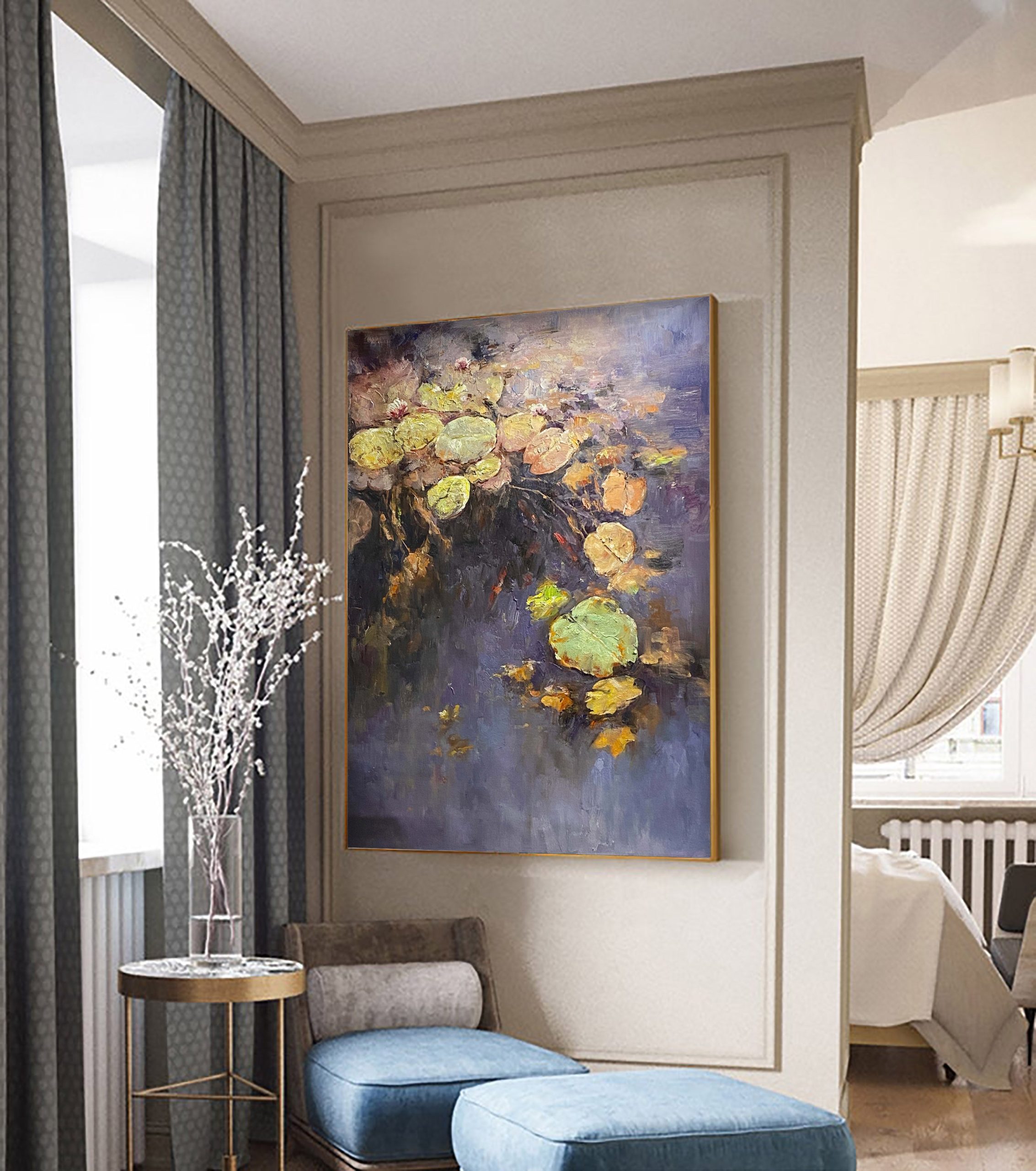 Twilight Lilies, Inspired by Monet, Impressionistic Wall Art #BGA 065 - Image 7