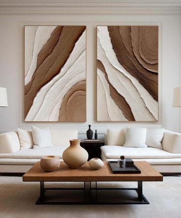 Beige & Brown Minimalist Painting Set Of 2 #BBS 001