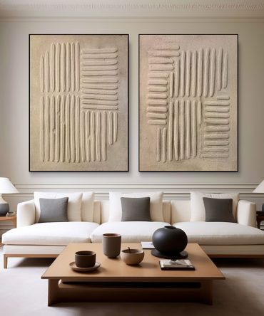 Beige & Brown Minimalist Painting Set Of 2 #BBS 022