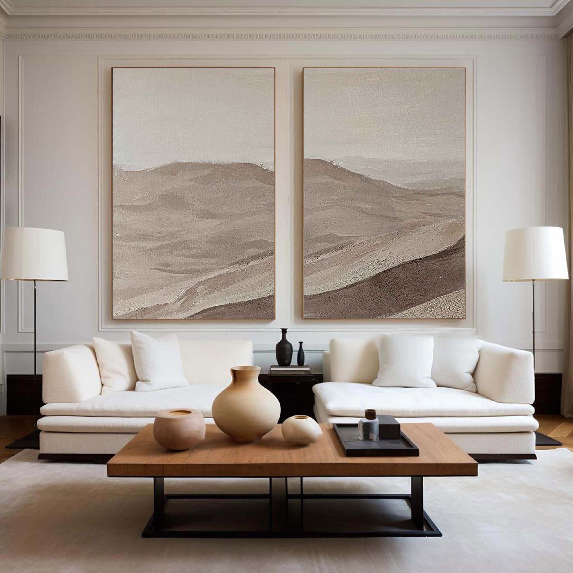 Beige & Brown Minimalist Painting Set Of 2 #BBS 002 - Image 2