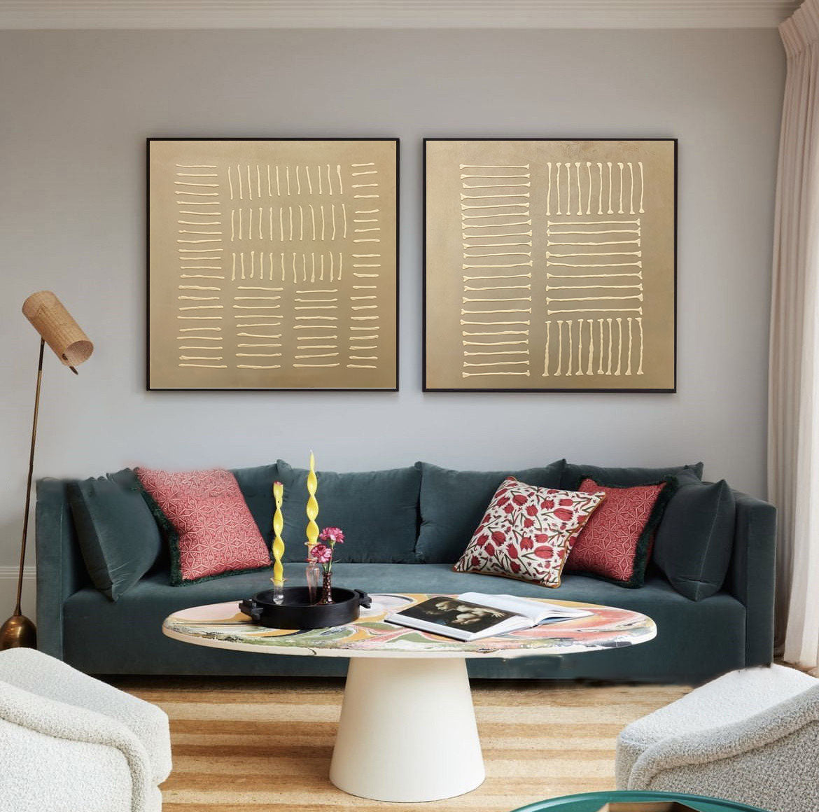 Beige & Brown Minimalist Painting Set Of 2 #BBS 023 - Image 10