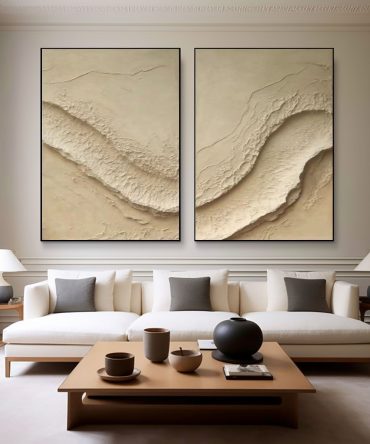 Abstract Beige Texture Wall Art Set #BBS 019