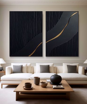 Black Minimalist Painting Set Of 2 #BMS 006