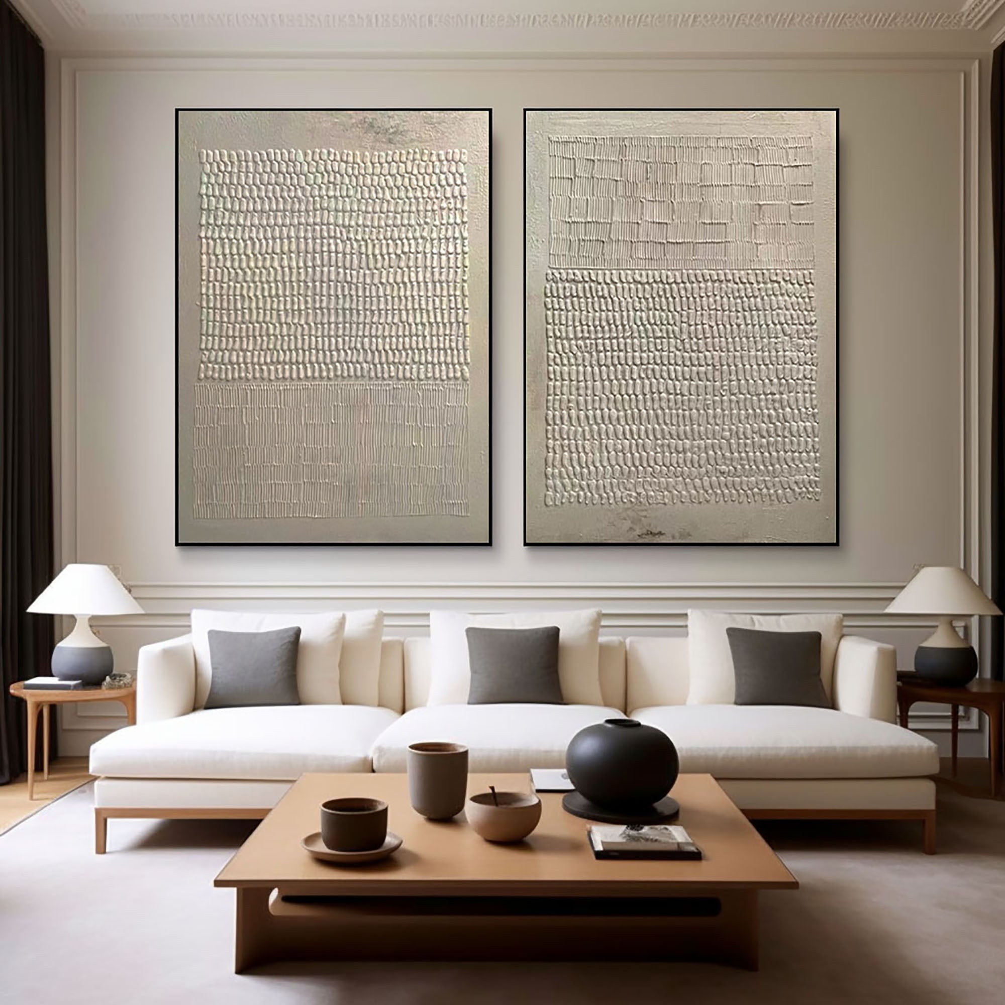 Beige & Brown Minimalist Painting Set Of 2 #BBS 016 - Image 8