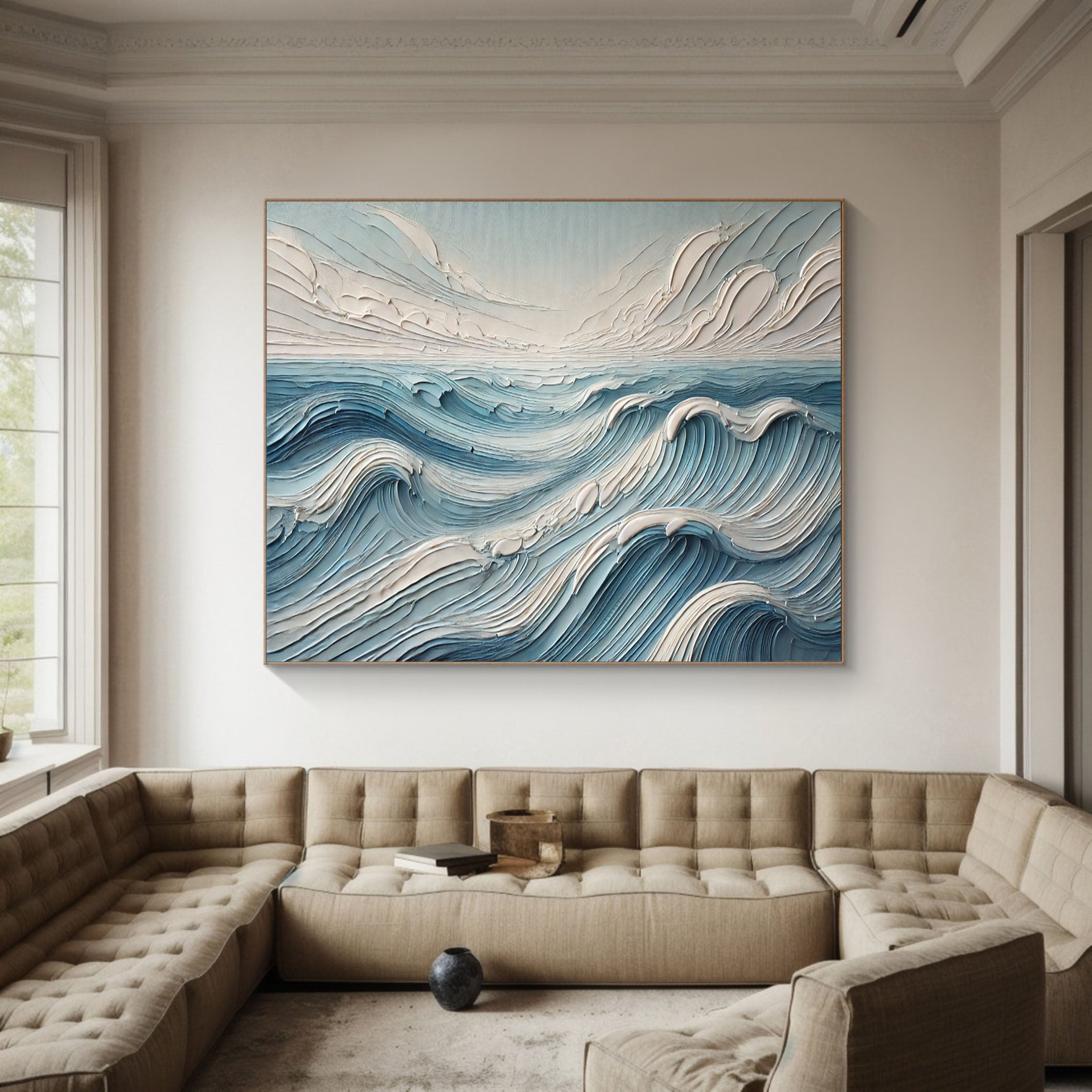 Textured Blue Ocean Waves Wall Art Perfect Coastal Decor for Modern Interiors #OP 053 - Image 3